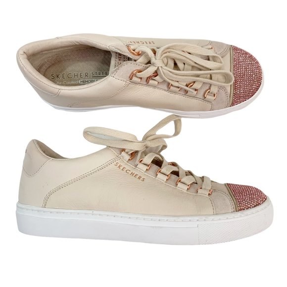 *SOLD* Skechers Street Womens Size 8.5 Los Angeles Pink Sneakers Sparkly Leather - Picture 5 of 15